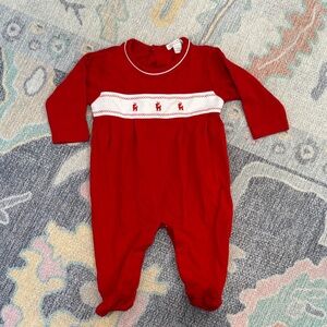 Kissy Kissy Christmas Baby Footie with Embroidered Reindeer